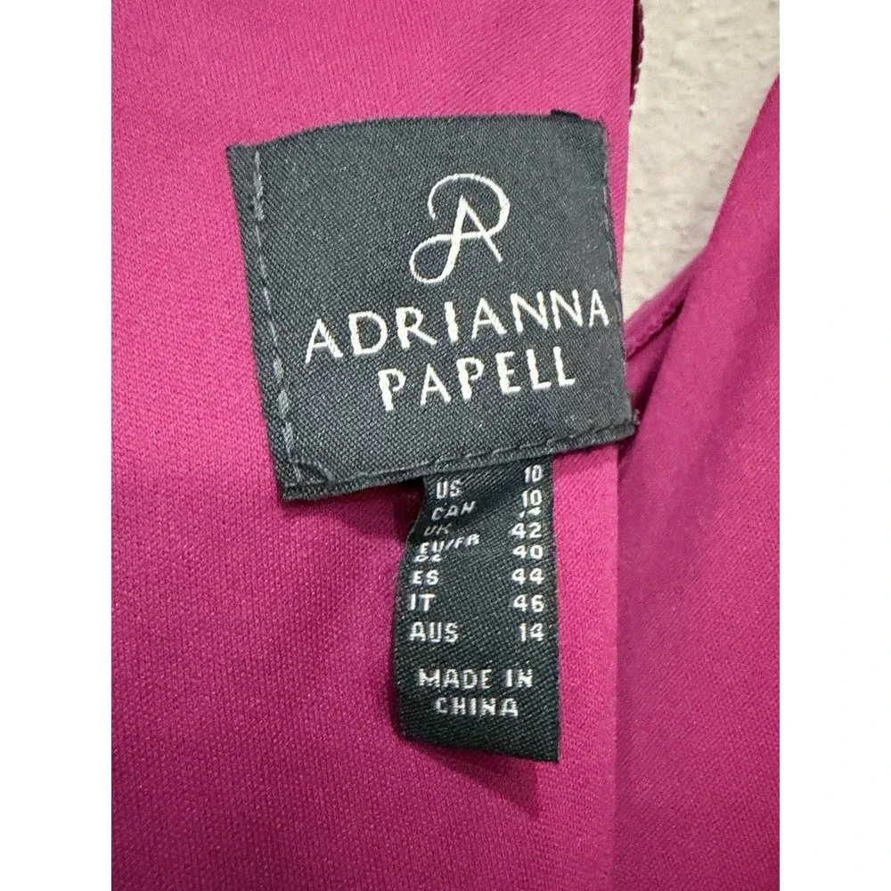 Adrianna Papell Stardust One-Shoulder Gathered Gown Magenta Pink Size 10 - Picture 6 of 16
